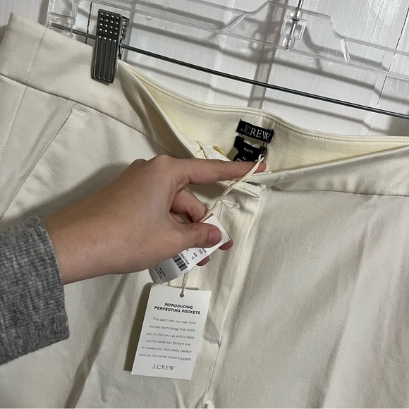 J. Crew Kate Straight Leg Pants Bi Stretch Cotton Blend White 12 - Picture 5 of 11